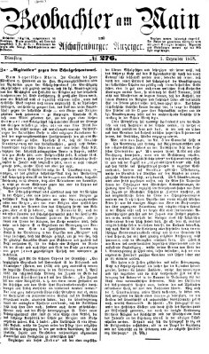 Beobachter am Main und Aschaffenburger Anzeiger Dienstag 1. Dezember 1868