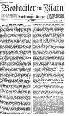 Beobachter am Main und Aschaffenburger Anzeiger Freitag 11. Dezember 1868