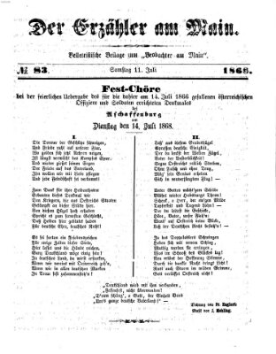 Der Erzähler am Main (Beobachter am Main und Aschaffenburger Anzeiger) Sonntag 11. Juli 1886