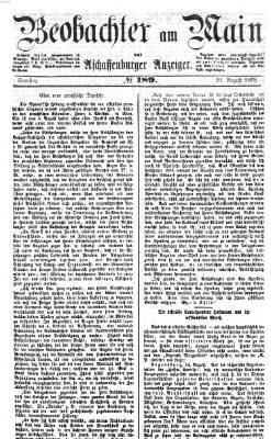 Beobachter am Main und Aschaffenburger Anzeiger Samstag 21. August 1869