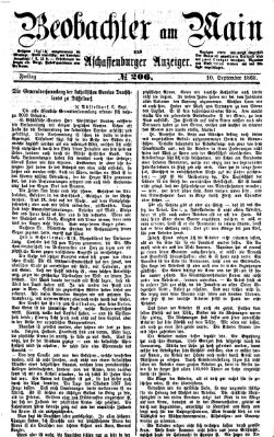 Beobachter am Main und Aschaffenburger Anzeiger Freitag 10. September 1869