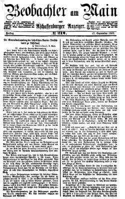 Beobachter am Main und Aschaffenburger Anzeiger Freitag 17. September 1869