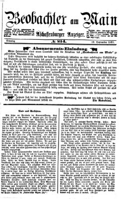 Beobachter am Main und Aschaffenburger Anzeiger Sonntag 19. September 1869