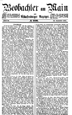 Beobachter am Main und Aschaffenburger Anzeiger Mittwoch 22. September 1869