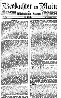 Beobachter am Main und Aschaffenburger Anzeiger Samstag 25. September 1869