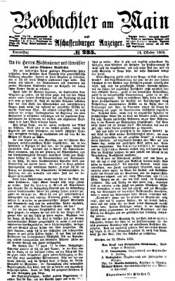 Beobachter am Main und Aschaffenburger Anzeiger Donnerstag 14. Oktober 1869