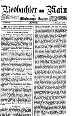 Beobachter am Main und Aschaffenburger Anzeiger Donnerstag 4. November 1869