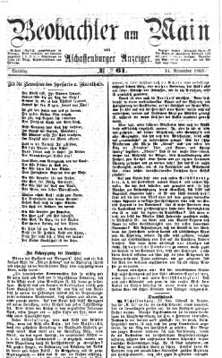 Beobachter am Main und Aschaffenburger Anzeiger Sonntag 14. November 1869