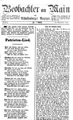 Beobachter am Main und Aschaffenburger Anzeiger Dienstag 16. November 1869