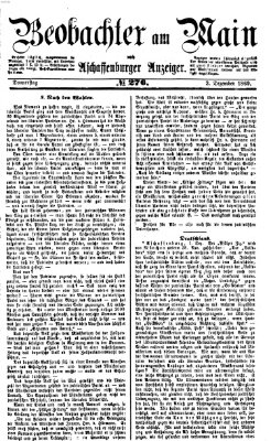 Beobachter am Main und Aschaffenburger Anzeiger Donnerstag 2. Dezember 1869