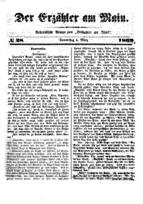 Der Erzähler am Main (Beobachter am Main und Aschaffenburger Anzeiger) Donnerstag 4. März 1869