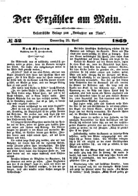 Der Erzähler am Main (Beobachter am Main und Aschaffenburger Anzeiger) Donnerstag 29. April 1869