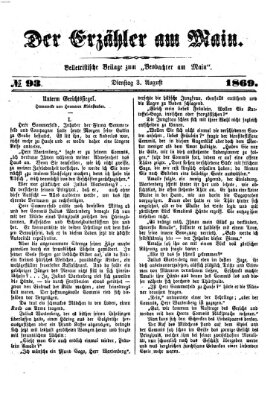 Der Erzähler am Main (Beobachter am Main und Aschaffenburger Anzeiger) Dienstag 3. August 1869