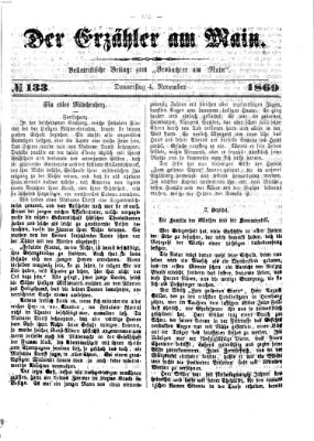 Der Erzähler am Main (Beobachter am Main und Aschaffenburger Anzeiger) Donnerstag 4. November 1869