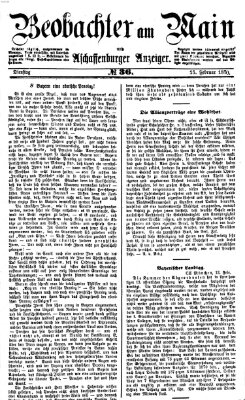 Beobachter am Main und Aschaffenburger Anzeiger Dienstag 15. Februar 1870