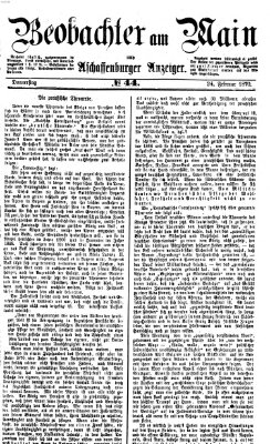 Beobachter am Main und Aschaffenburger Anzeiger Donnerstag 24. Februar 1870