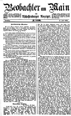 Beobachter am Main und Aschaffenburger Anzeiger Samstag 2. Juli 1870