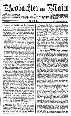 Beobachter am Main und Aschaffenburger Anzeiger Samstag 17. September 1870