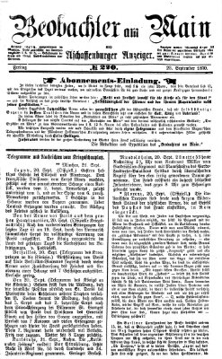 Beobachter am Main und Aschaffenburger Anzeiger Freitag 23. September 1870