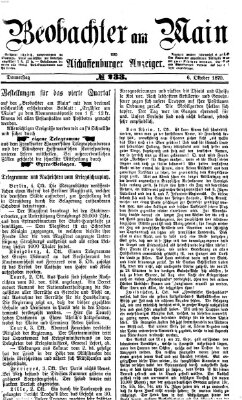 Beobachter am Main und Aschaffenburger Anzeiger Donnerstag 6. Oktober 1870