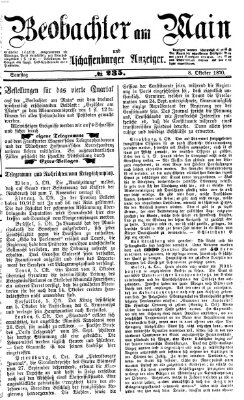 Beobachter am Main und Aschaffenburger Anzeiger Samstag 8. Oktober 1870