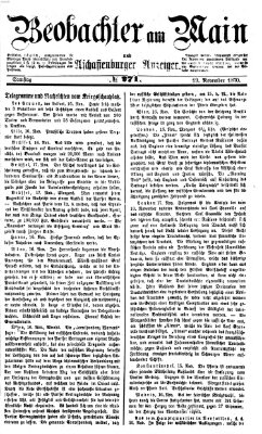 Beobachter am Main und Aschaffenburger Anzeiger Samstag 19. November 1870