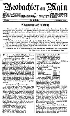 Beobachter am Main und Aschaffenburger Anzeiger Montag 19. Dezember 1870