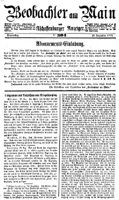 Beobachter am Main und Aschaffenburger Anzeiger Donnerstag 29. Dezember 1870