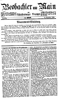 Beobachter am Main und Aschaffenburger Anzeiger Samstag 31. Dezember 1870