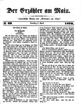 Der Erzähler am Main (Beobachter am Main und Aschaffenburger Anzeiger) Samstag 2. April 1870