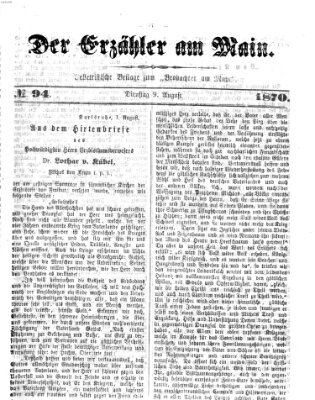 Der Erzähler am Main (Beobachter am Main und Aschaffenburger Anzeiger) Dienstag 9. August 1870