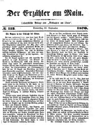 Der Erzähler am Main (Beobachter am Main und Aschaffenburger Anzeiger) Donnerstag 22. September 1870