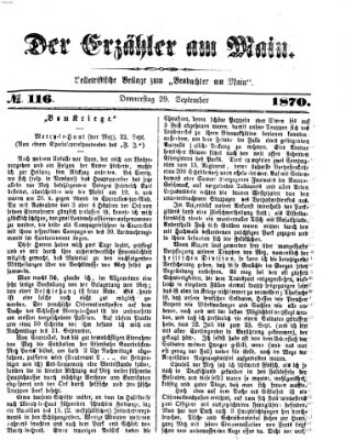 Der Erzähler am Main (Beobachter am Main und Aschaffenburger Anzeiger) Donnerstag 29. September 1870