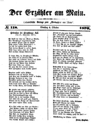 Der Erzähler am Main (Beobachter am Main und Aschaffenburger Anzeiger) Dienstag 4. Oktober 1870