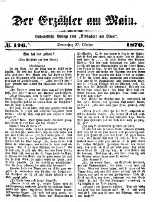 Der Erzähler am Main (Beobachter am Main und Aschaffenburger Anzeiger) Donnerstag 27. Oktober 1870