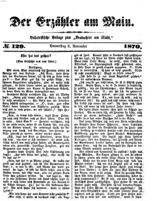 Der Erzähler am Main (Beobachter am Main und Aschaffenburger Anzeiger) Donnerstag 3. November 1870