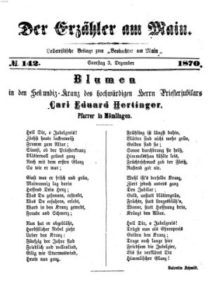 Der Erzähler am Main (Beobachter am Main und Aschaffenburger Anzeiger) Samstag 3. Dezember 1870