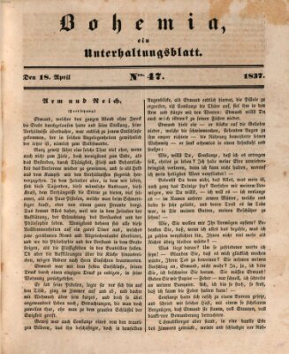 Bohemia Dienstag 18. April 1837