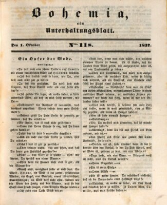 Bohemia Sonntag 1. Oktober 1837