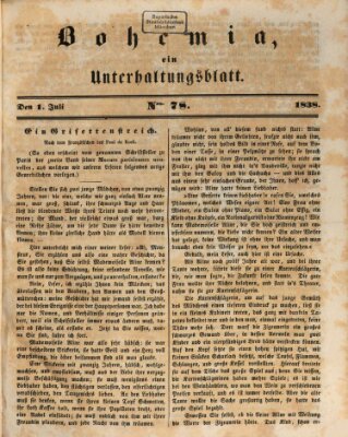 Bohemia Sonntag 1. Juli 1838