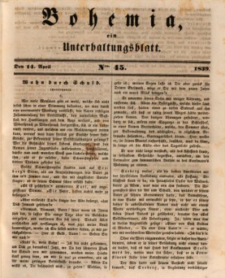 Bohemia Sonntag 14. April 1839