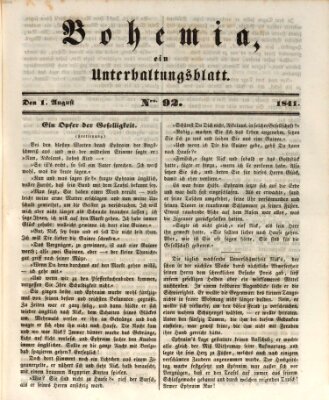 Bohemia Sonntag 1. August 1841