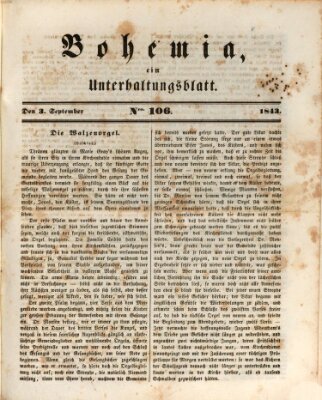 Bohemia Sonntag 3. September 1843