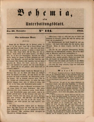 Bohemia Sonntag 30. November 1845