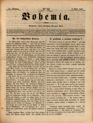 Bohemia Sonntag 2. April 1848