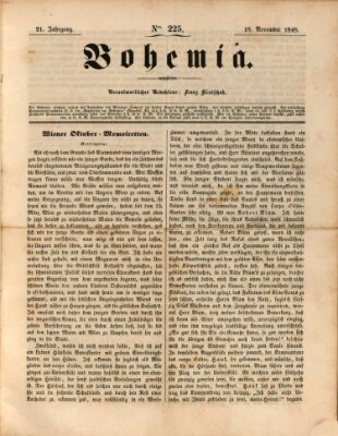 Bohemia Samstag 18. November 1848