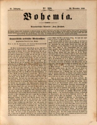 Bohemia Mittwoch 22. November 1848