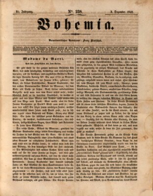 Bohemia Sonntag 3. Dezember 1848