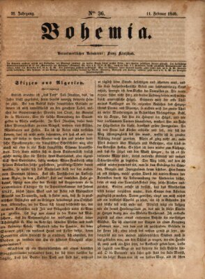 Bohemia Sonntag 11. Februar 1849