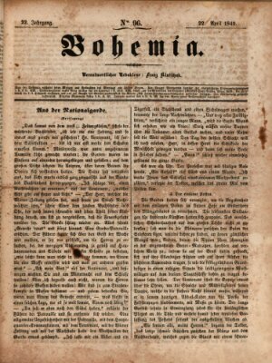 Bohemia Sonntag 22. April 1849